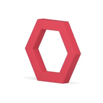 Red regular crystal hexagonal border decorative minimalist honeycomb isomet.. Stockillustratie