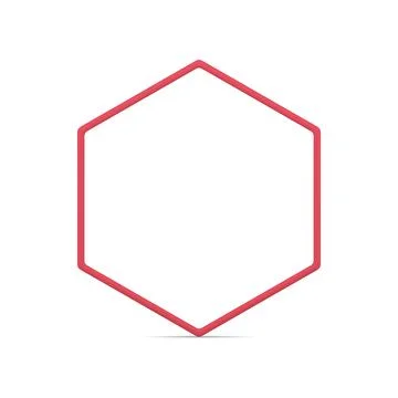 Red regular hexagonal border glossy geometric basic foundation 3d element r.. Stockillustratie
