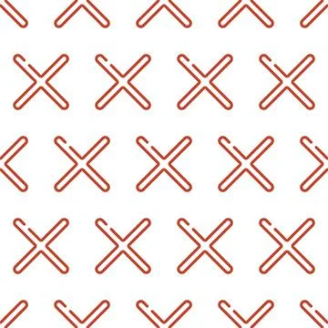 Red reject icons vector seamless pattern. Check tick cross outline mark symbo Stock Illustration