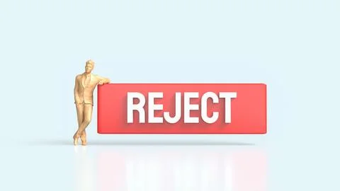 The Red Reject on white background 3d Rendering. Stock Illustration
