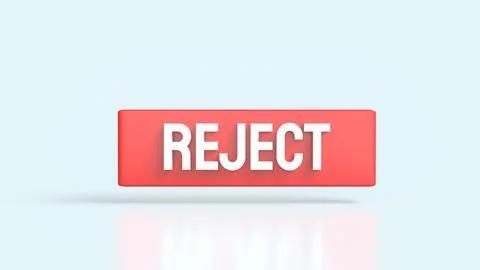 The Red Reject on white background 3d Rendering. Stock Illustration