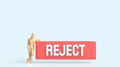 The Red Reject on white background 3d Rendering. Illustrazione stock