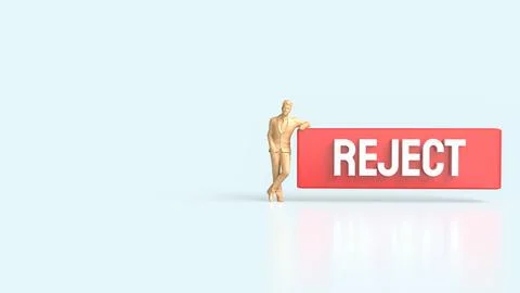 The Red Reject on white background 3d Rendering. Stock Illustration