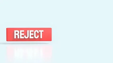 The Red Reject on white background 3d Rendering. Stock Illustration
