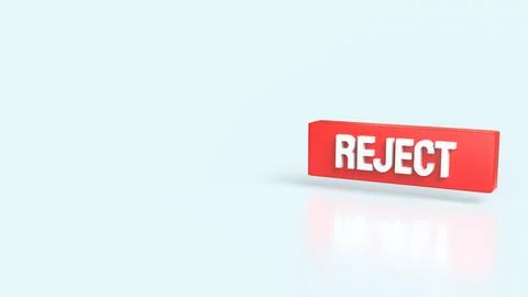 The Red Reject on white background 3d Rendering. Foto stock