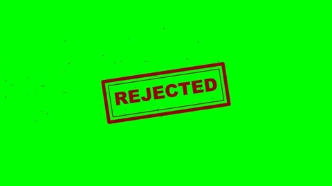 Red rejected rubber stamp impression with text on a bright green Vídeos de archivo 348075590