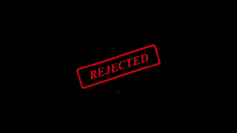 Red rejected stamp on black background indicating disapproval or denial. Re.. Stock Footage 337567652