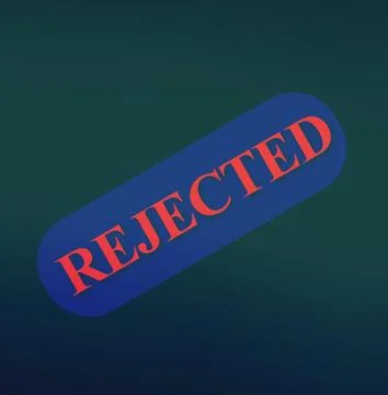 Red REJECTED stamp on a dark background. 스톡 일러스트