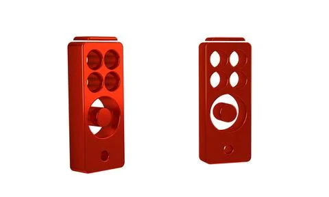 Red Remote control icon isolated on transparent background. Illustrazione stock