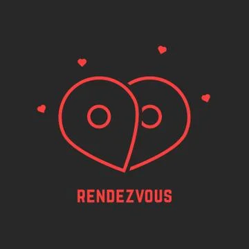 Red rendezvous icon with pin Stock Illustration