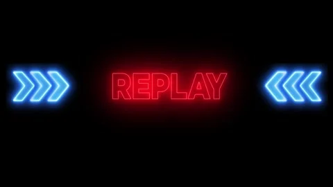 Red replay Text icon animation with neon effect Isolated on black background Stock Footage 321011940