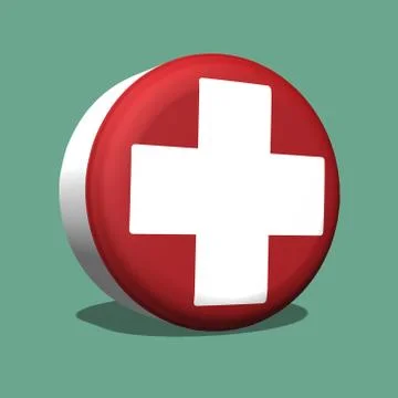 Red rescue cross in 3d Stock Illustration