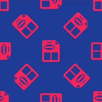 Red Restaurant cafe menu icon isolated seamless pattern on blue background Illustrazione stock