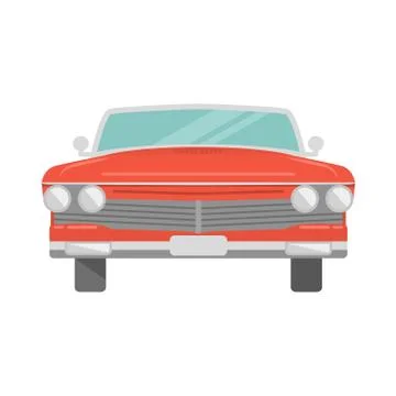 The red retro car the front view vintage cabriolet coupe car a vector in flat Stock Illustration