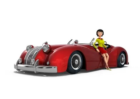 Red retro car Иллюстрация