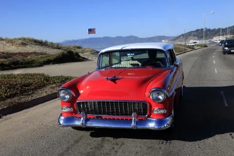 Red retro car Stock Photos