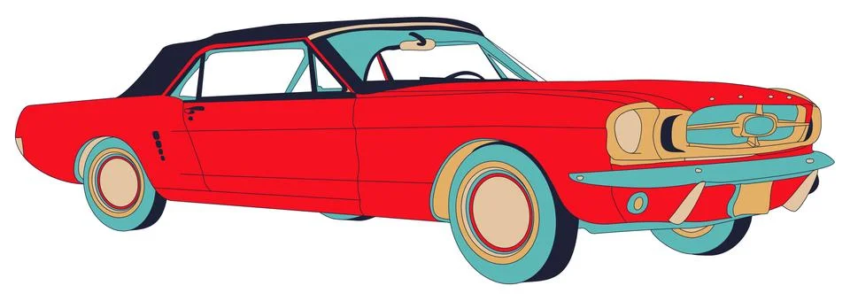 Red Retro Car - vector illustration Stock Illustration