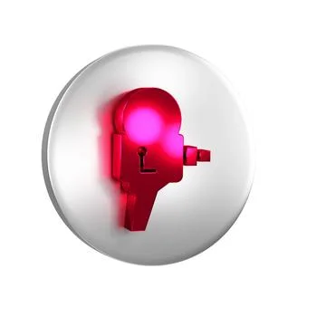 Red Retro cinema camera icon isolated on transparent background. Video camera Stock Illustration