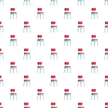 Red retro dining chairs seamless pattern on white background 스톡 일러스트
