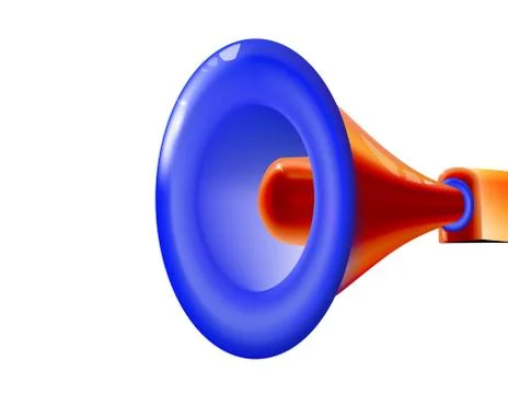Red retro glossy multicolor megaphone plastic toy. 3D cartoon fun design Stock Illustration