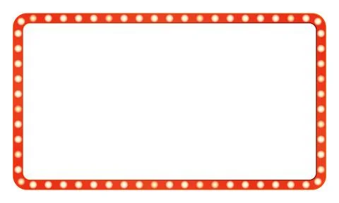 Red Retro Light Frame, Rectangle Decorative Border Vector Stock Illustration