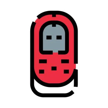 Red retro mobile phone communicating with vintage technology Stock Illustration