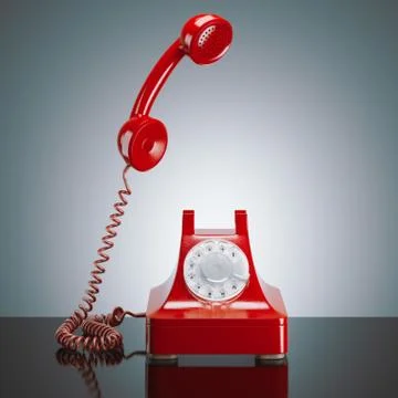 Red retro phone. 3d rendering Illustrazione stock