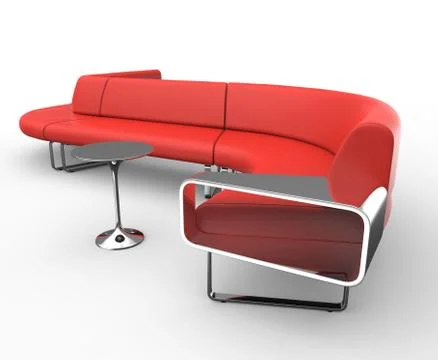 Red Retro Sofa Stock Illustration