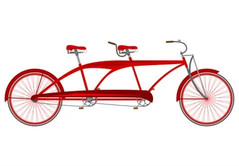 Red retro tandem Stock Illustration