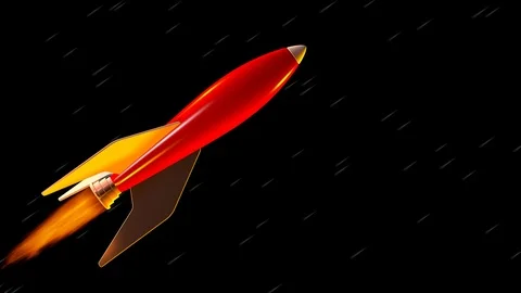 Red Retro Toy Rocket ship in Space - 3D Rendered Animation Stock Footage 103230238