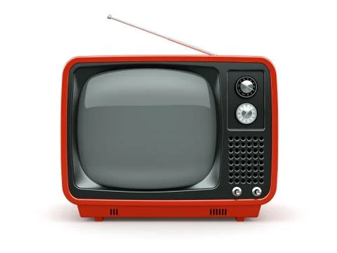 Red retro TV on white background Stock Illustration