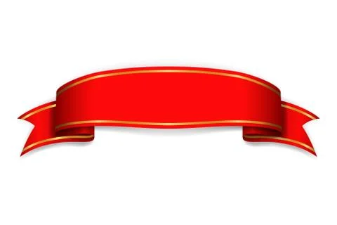 Red ribbon banner. Satin blank. Design label scroll ribbon bow blank element  Stock Illustration