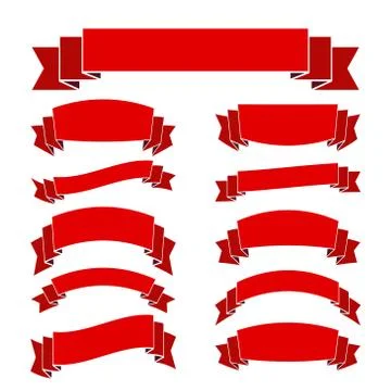 Red ribbon banners set blank Stock Illustration