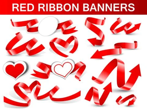 Red Ribbon Banners - Vector Format Stock Illustration
