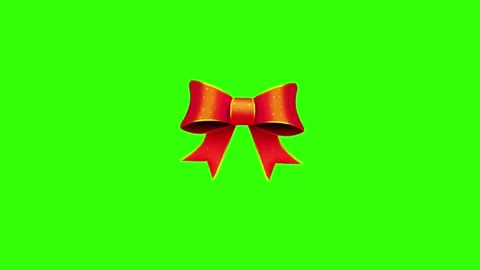 Red ribbon bow animation on green screen background Stock Footage 320797695