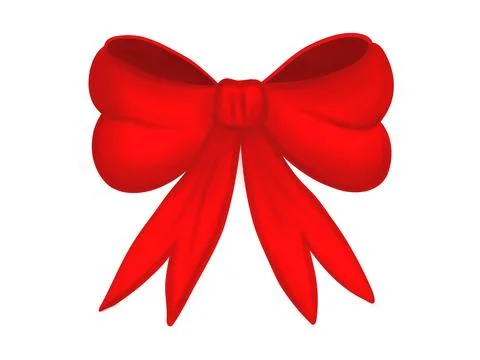Red ribbon bow on black background Stock Illustration
