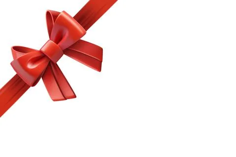 Red ribbon with bow on the corner. Design trmplate. 3d vector illustration イラスト素材