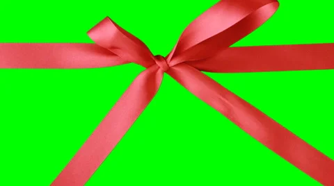 Red Ribbon & Bow With Disentanglement Gift Box With Red Ribbon Opening. Stock Footage