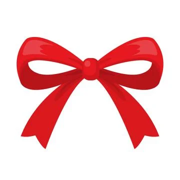 Red ribbon bow flat cartoon illustration Stock Illustration