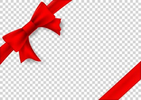 Red ribbon with bow for gift box. Template isolated on a transpa Stock-Illustration