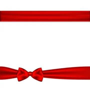 Red ribbon bow horizontal border Stock Illustration