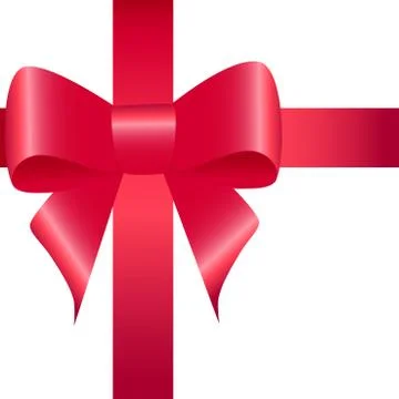 Red ribbon with bow isolated Illustration