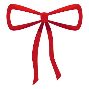 Red ribbon bow isolated vector element for winter gift decor Stock Illustration