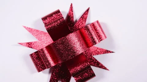 Red Ribbon Bow isolated on White Background Stock Footage 43971649
