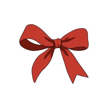 Red ribbon bow isolated on white background. 스톡 일러스트