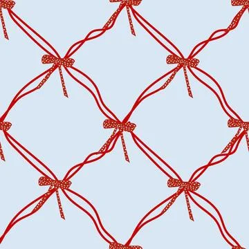 Red Ribbon Bow Pattern for Gift Wrapping and Seasonal Decor Stock Illustration