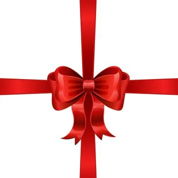 Red ribbon with bow on a white background. Vector illustration. Stock-Illustration