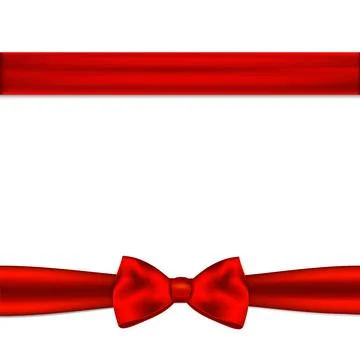 Red ribbon with bow on a white background. Stock Illustration