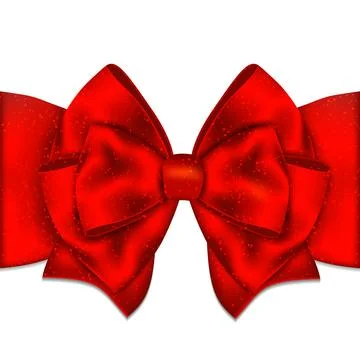 Red ribbon with bow on a white background. Stock Illustration