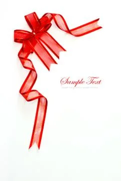 Red ribbon with bow on white Stock Photos